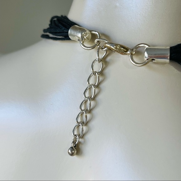 TRIBAL BUTTERFLY NECKLACE multi textured multi metal layered cord chain ARTISAN - Picture 7 of 12